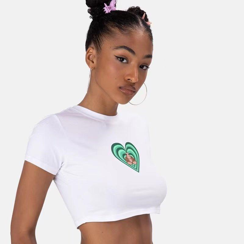 'Art of Heart' White Crop Top