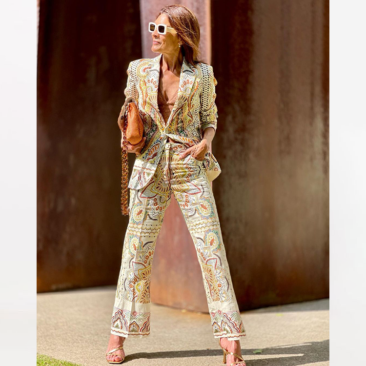 Long-sleeved Print Shirt and Bottom Flaxmaker