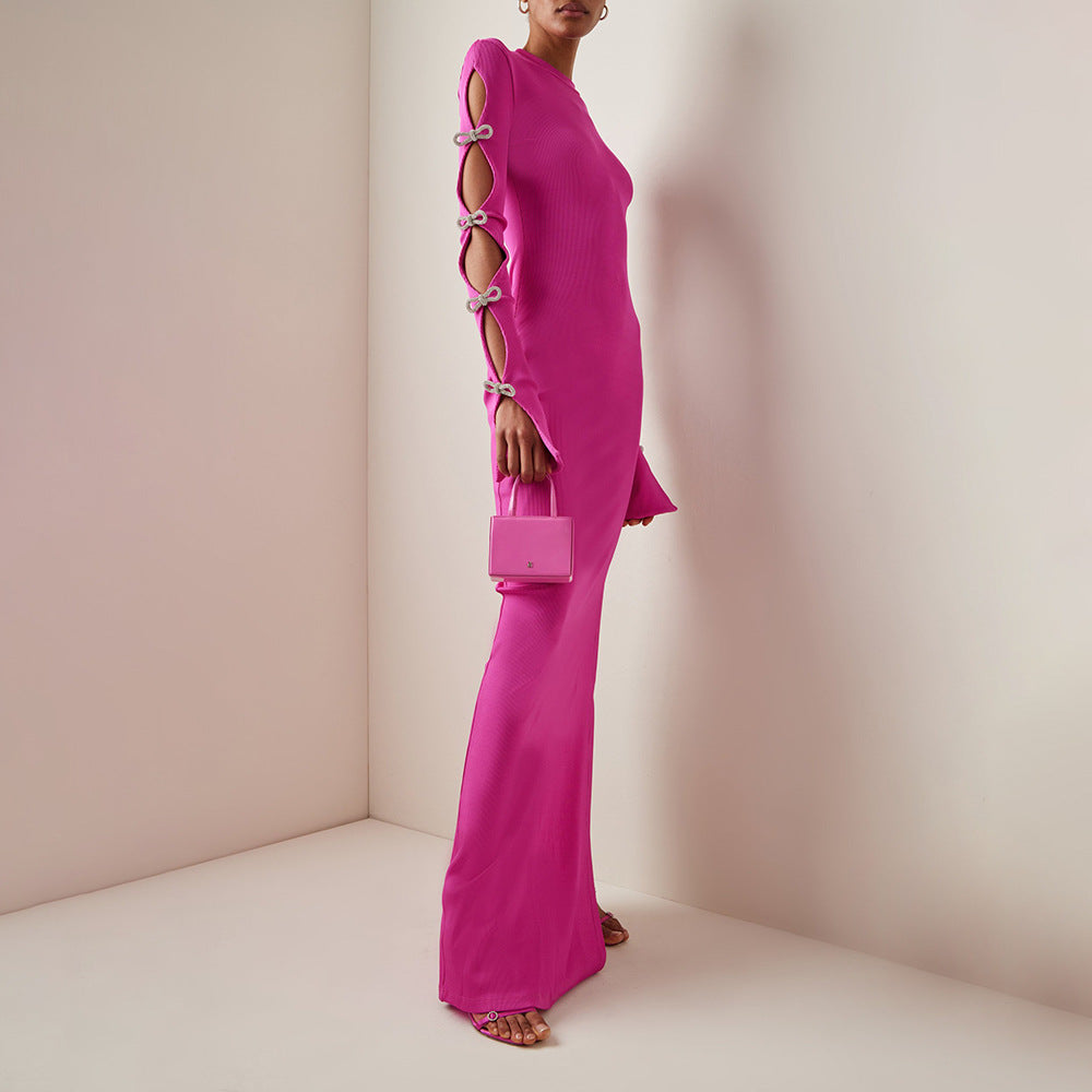 Bowknot Pink Cutout Elastic Bandage Dress