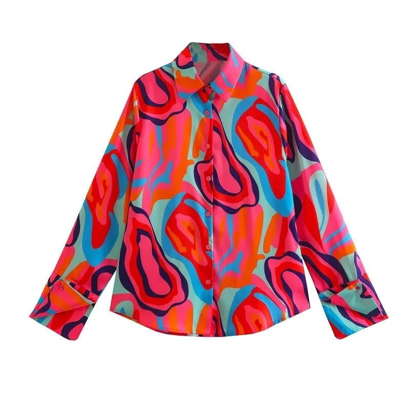 Flaxmaker Fashion Graphic Printed  Two Piece Set
