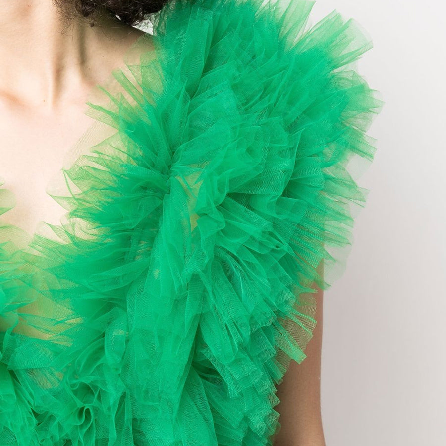 Halloween Special Limited Edition Plunging V Neck Ruffled Tulle One Piece Swimsuit