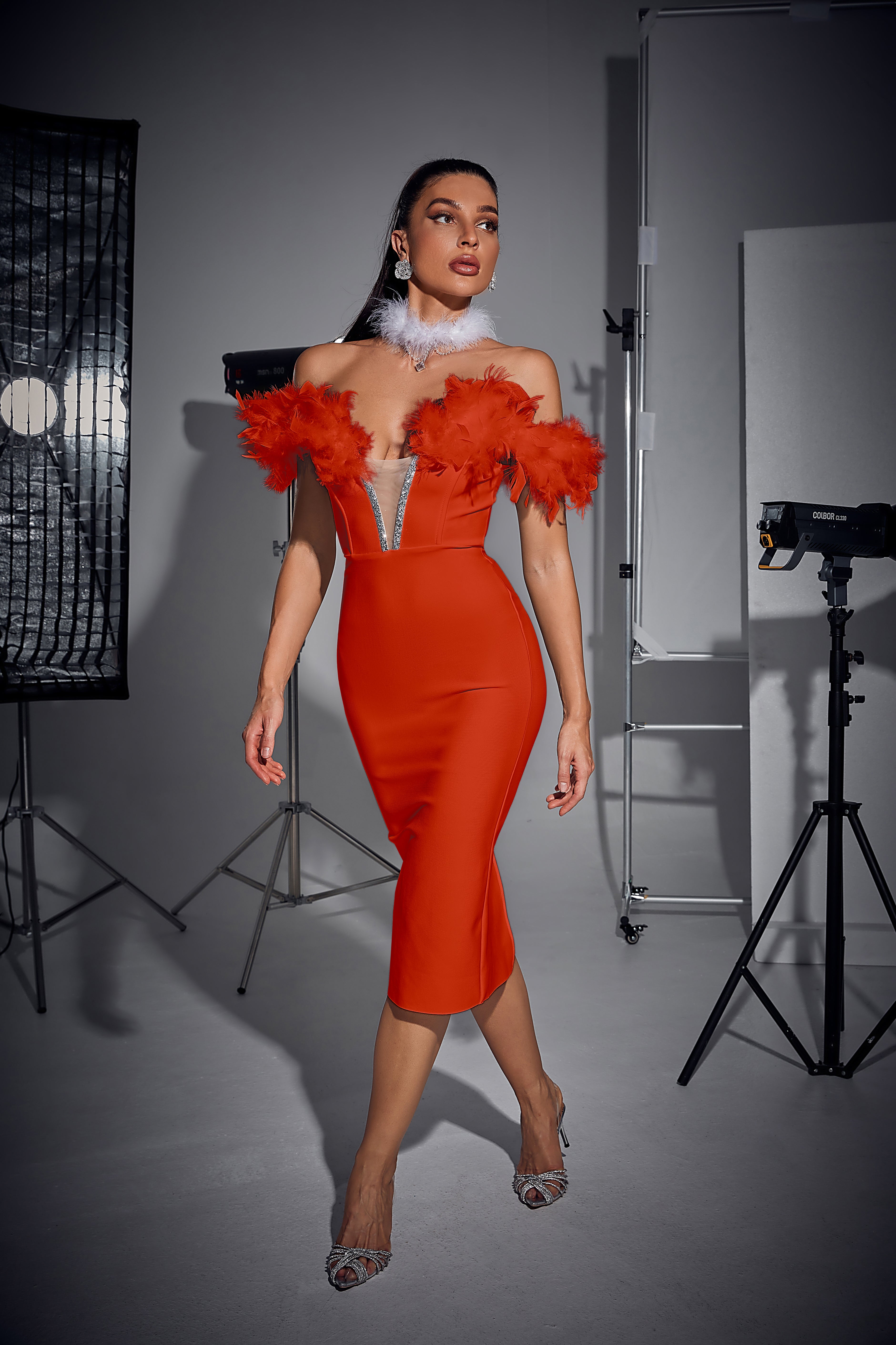 Sexy Bandeau Feathers Dress