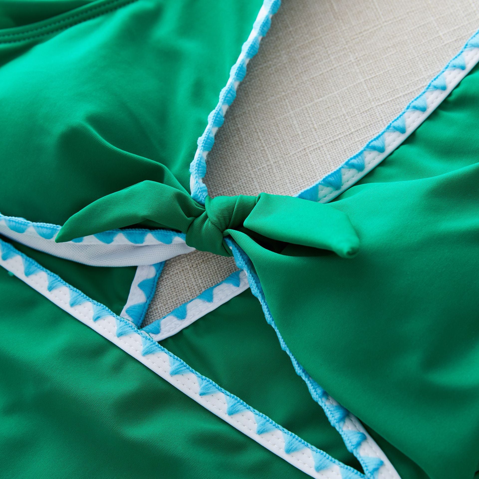 Ruffled Sleeve V Neck Cutout Green One Piece Swimsuit