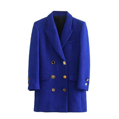 Fashion Blue Blazer Two Piece Set