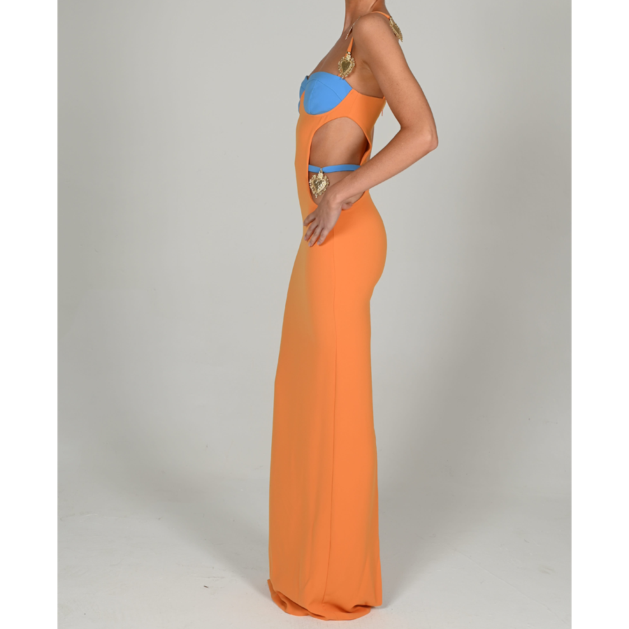 Color Block Expose Waist Maxi Dress