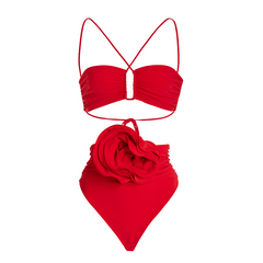 Halter 3D Flower High Waist Sexy Bikini