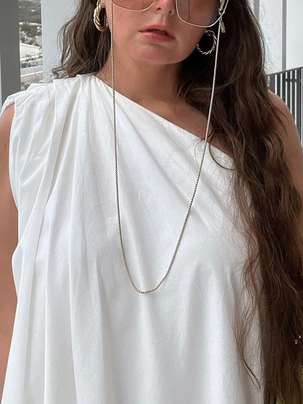 Asymmetric Pleated Solid Color A-Line Loose One-Shoulder Mini Dresses