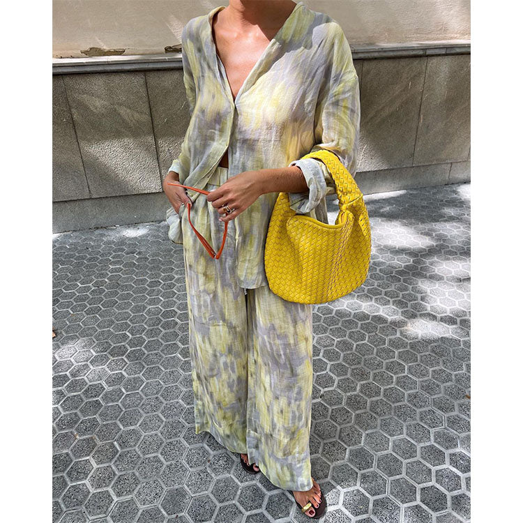 Ombre Printed casual Shirt and Pants Set