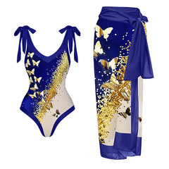 Sling Bow-tie One Piece Swimsuit and Sarong