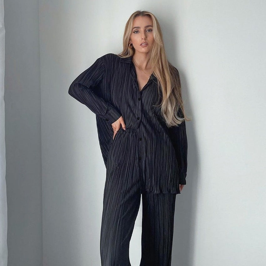 Fashion Casual Solid Color Shirt and Pants