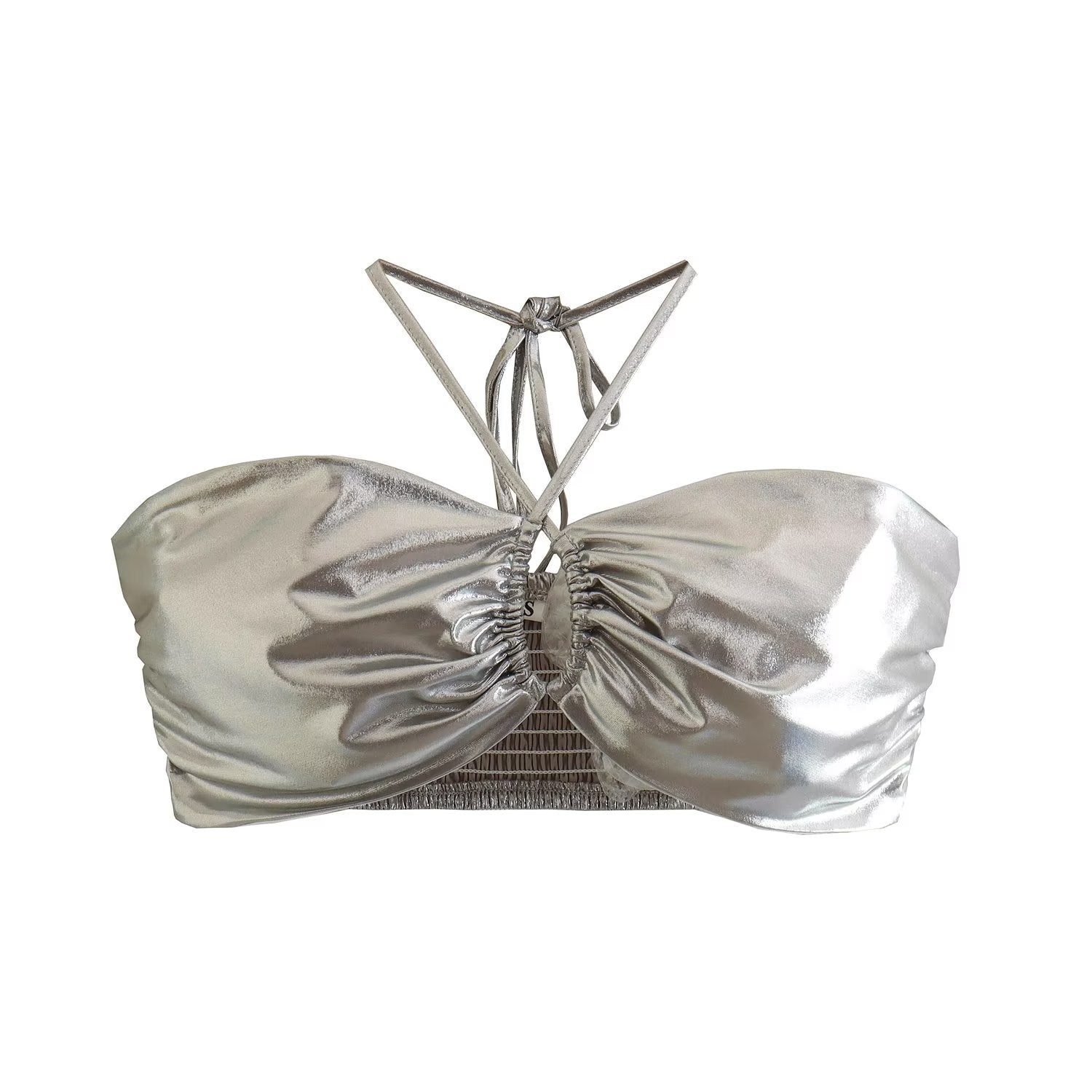 Halter Silver Solid Color Cami and Skirt Set