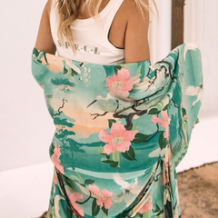 Chiffon Green Beach Sun Protection Cover Up