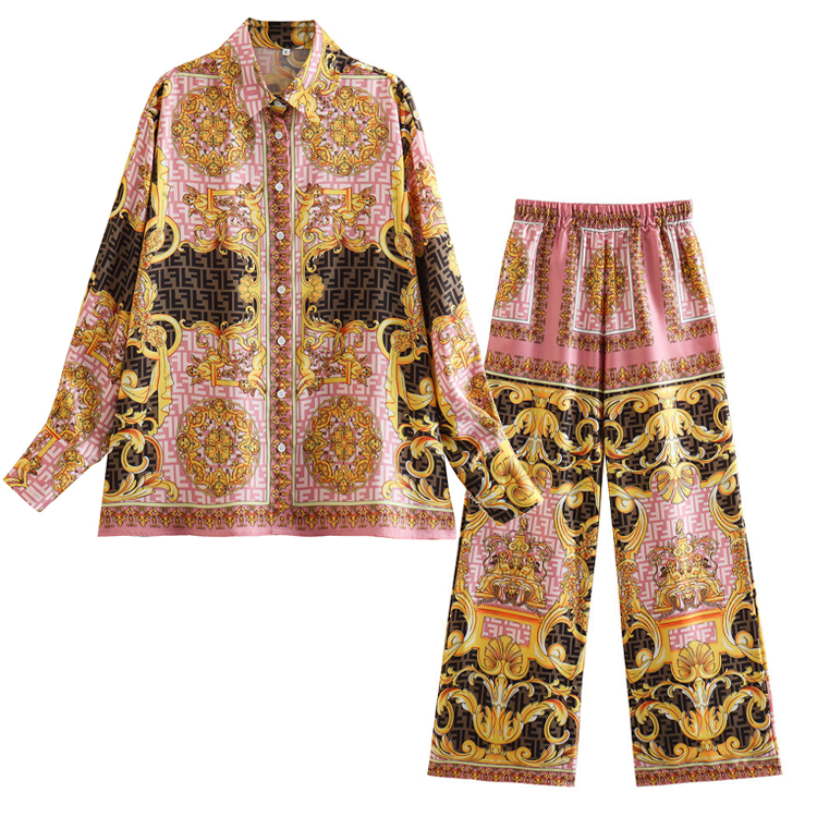 Casual Printed Shirt and Pants Set Flaxmaker