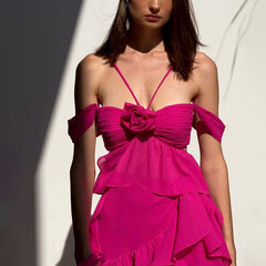 Sling Cut Out 3D Flower Dress