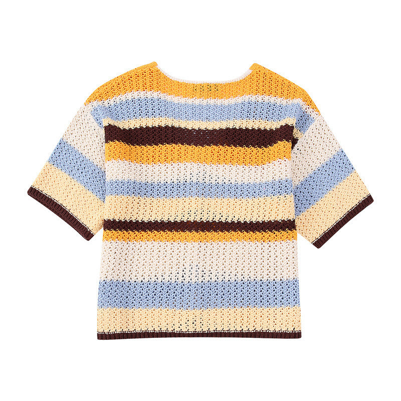 Loose Knit Striped Printed Three Piece Set