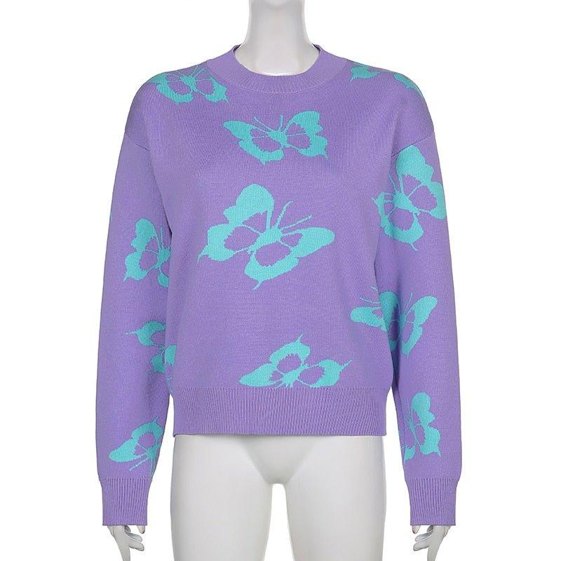 Butterfly Print Kawaii Jumper