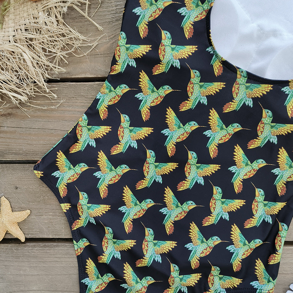 Sleeveless Printed One Piece Swimsuit Flaxmaker