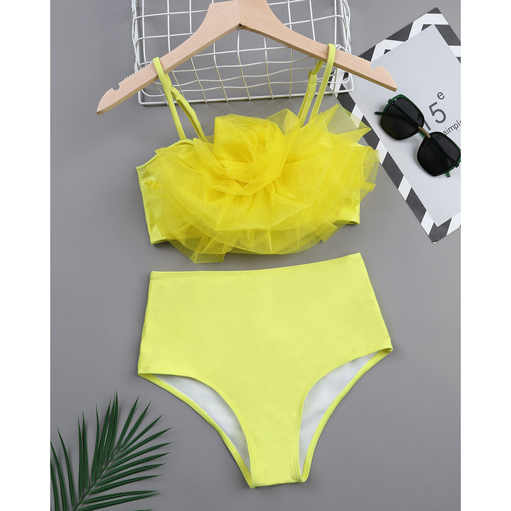 Flaxmaker 3D Flower Yellow Bikini Swimsuit