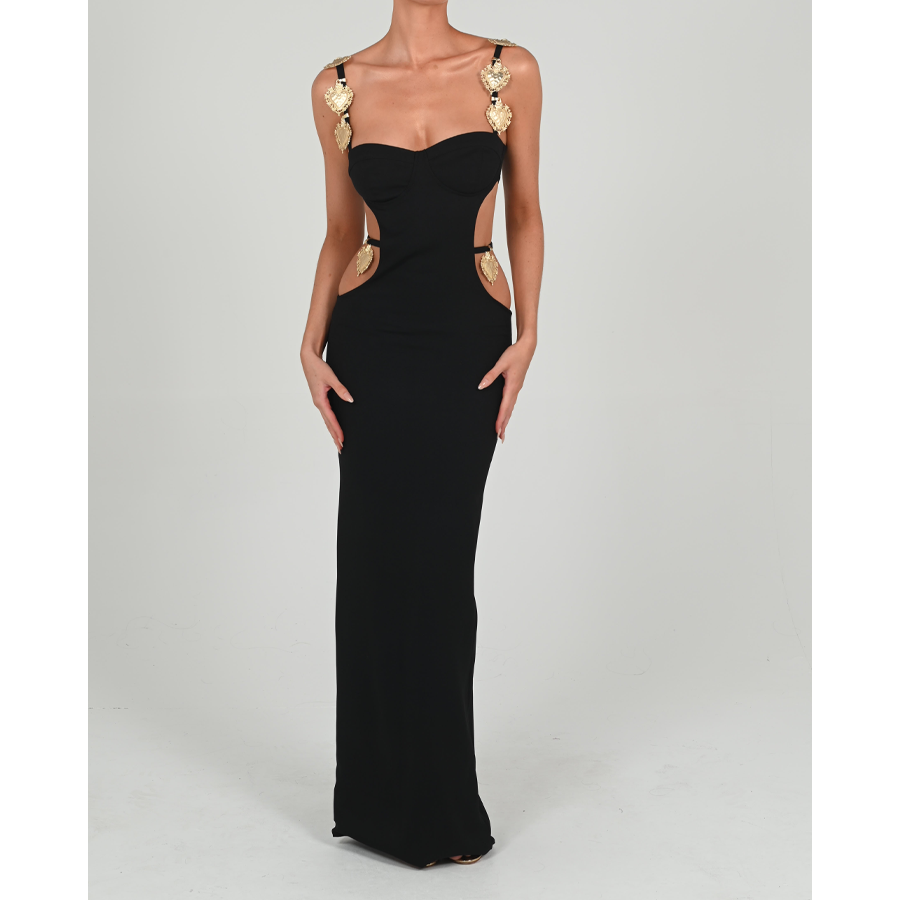 Color Block Expose Waist Maxi Dress
