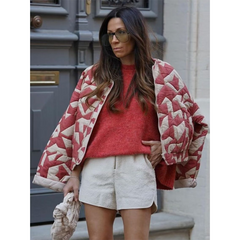 Zipper Printed Cotton Coat
