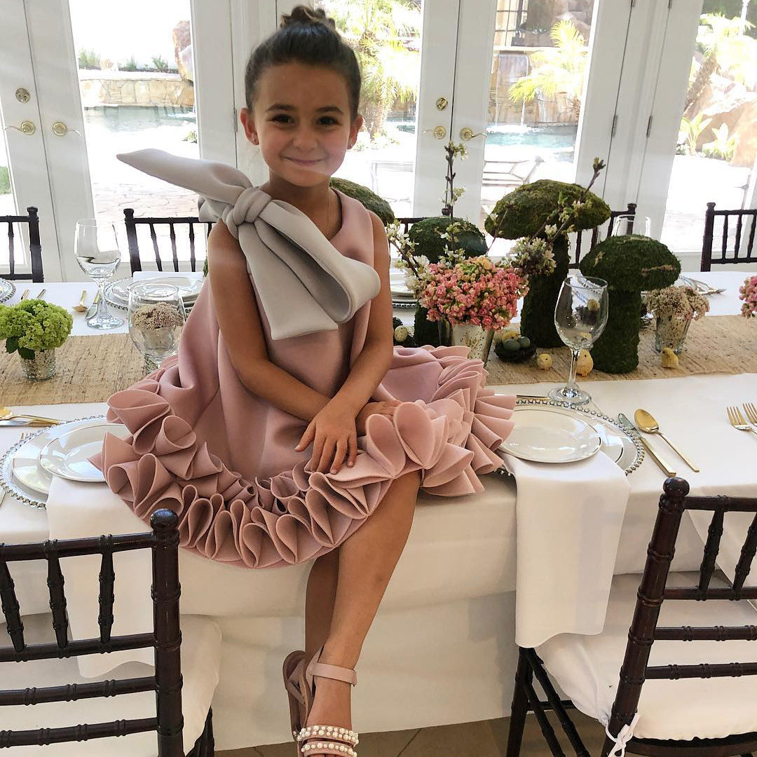 Kid Bow Sleeveless Lace Dress
