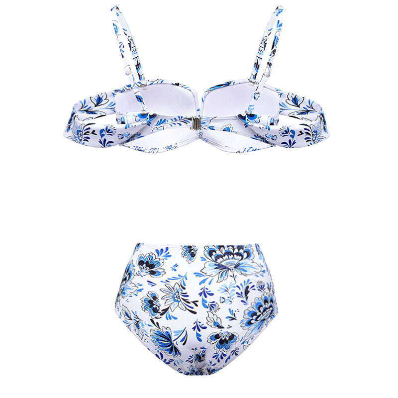 Flaxmaker Printed Bikini Swimsuit and Skirt