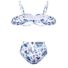 Flaxmaker Printed Bikini Swimsuit and Skirt