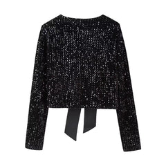 Bowknot Decor  Sequin Party Top