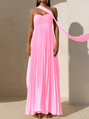 Solid Color Pleated Tube Elegant Maxi Dresses