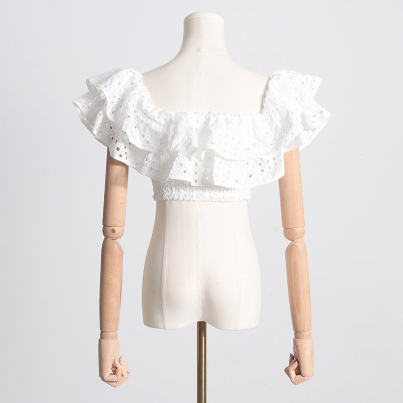 Ruffled Charmeuse Top and Skirt Set