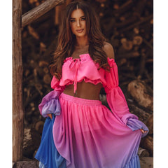Flaxmaker 2Pack Off Shoulder Top and Cover Up Dress