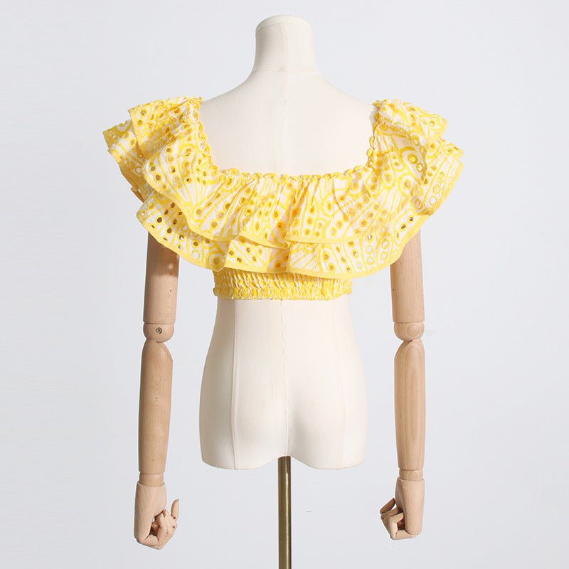 Ruffled Charmeuse Top and Skirt Set