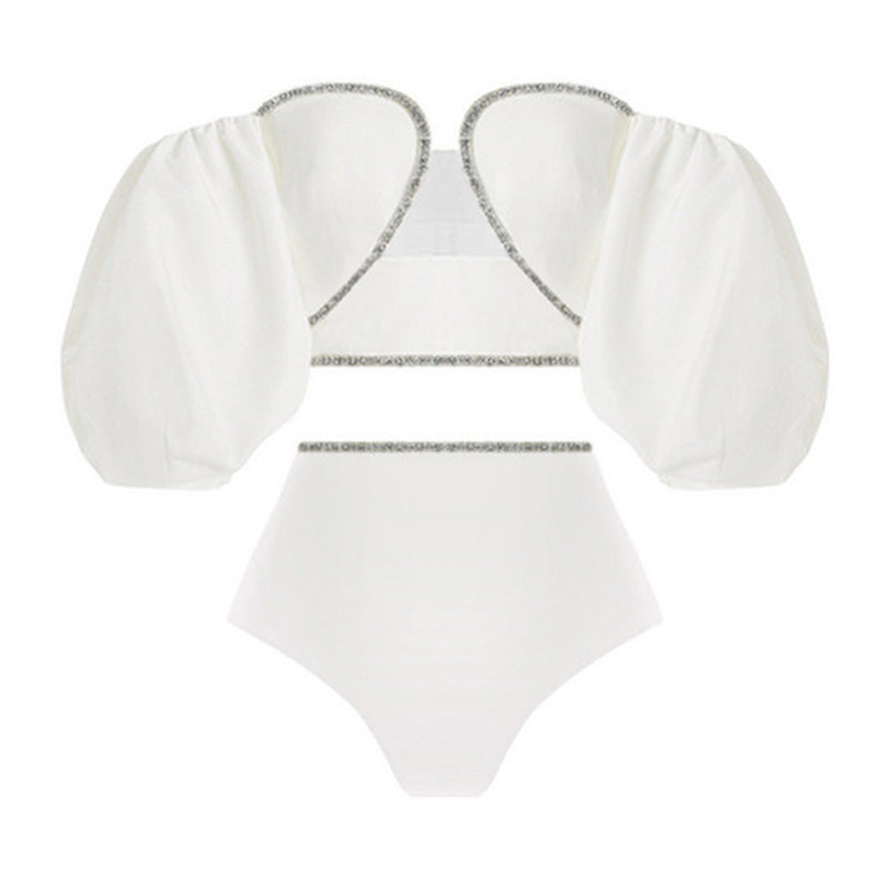 Puff Sleeve Heart Bikini Swimsuit