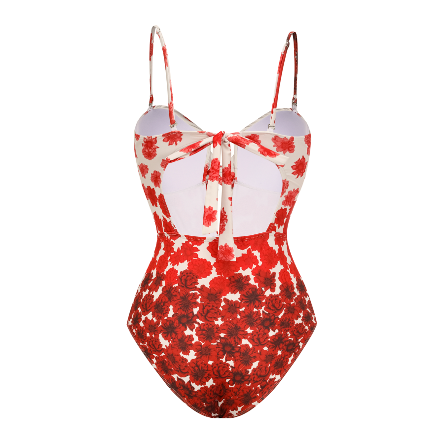 Flower Gradient Print Cut Out One Piece Swimsuit and Skirt (Shipped on Jan 14th)