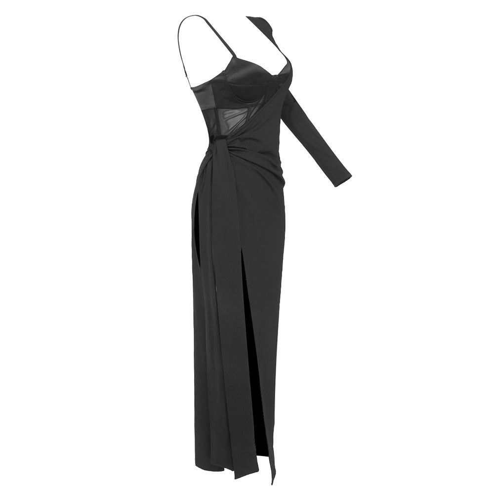 Sexy Slit Lace Up Dress Two Piece Set
