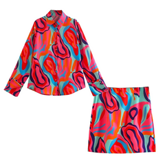 Flaxmaker Fashion Graphic Printed  Two Piece Set