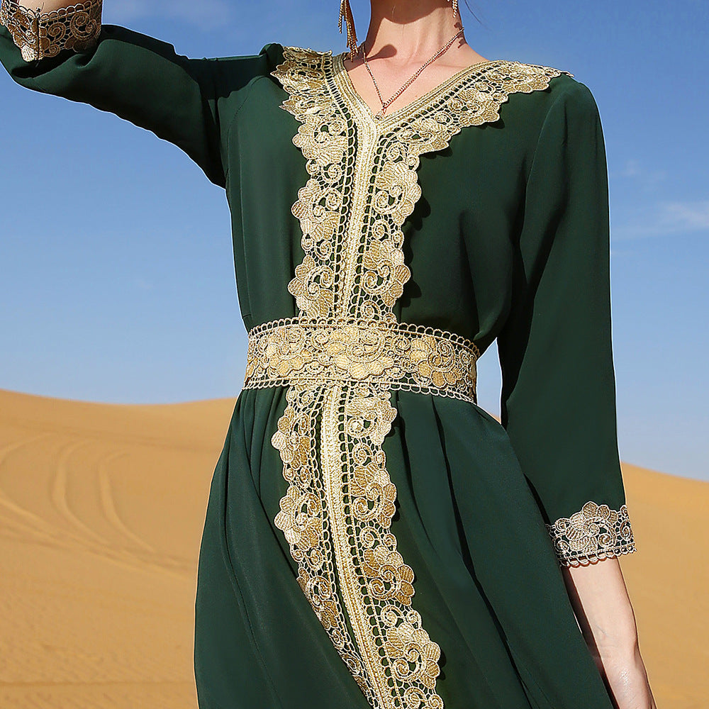 Elegant Vintage Embroidered Lace Dress