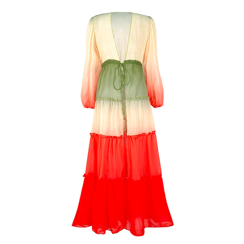 Ombre Printed Maxi Dress Cover Up Flaxmaker
