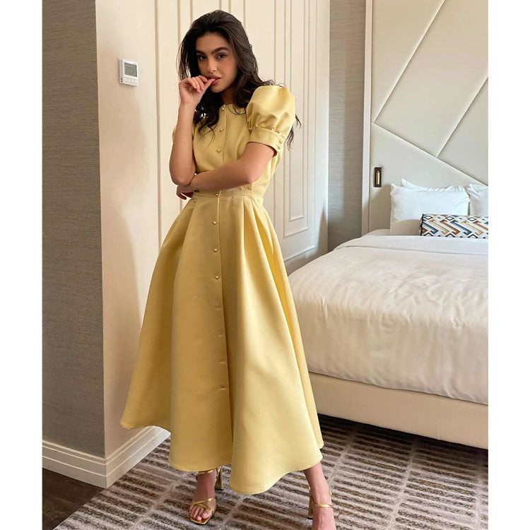 Sweet Puff Sleeve Dress