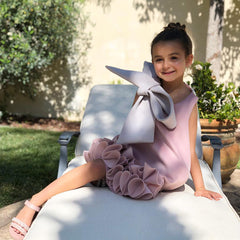 Kid Bow Sleeveless Lace Dress