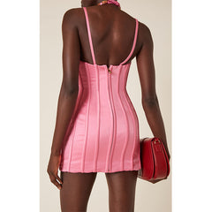 Sling Solid Color Pink Party Dress
