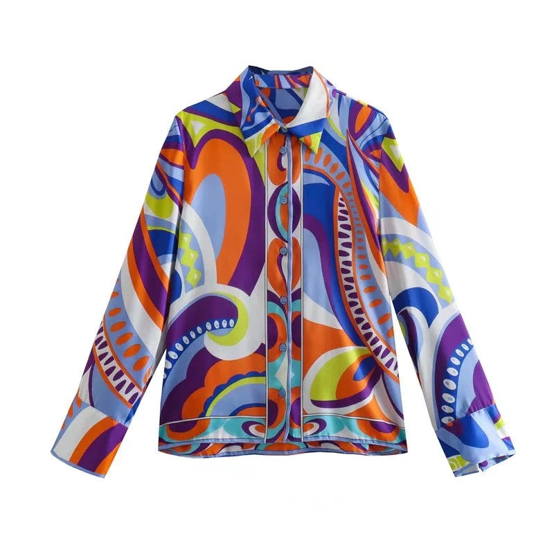 Casual Printed Two Piece Shirt and Shorts Set Flaxmaker