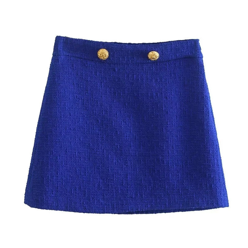 Fashion Blue Blazer Two Piece Set