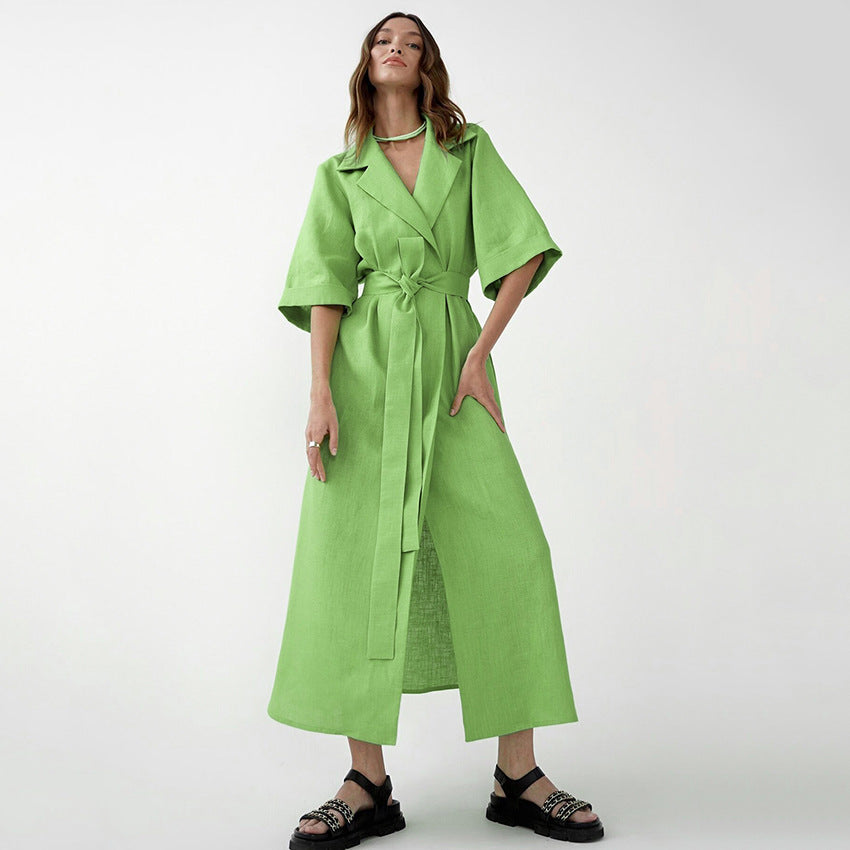 Fashion Lace Up Solid Color Dress