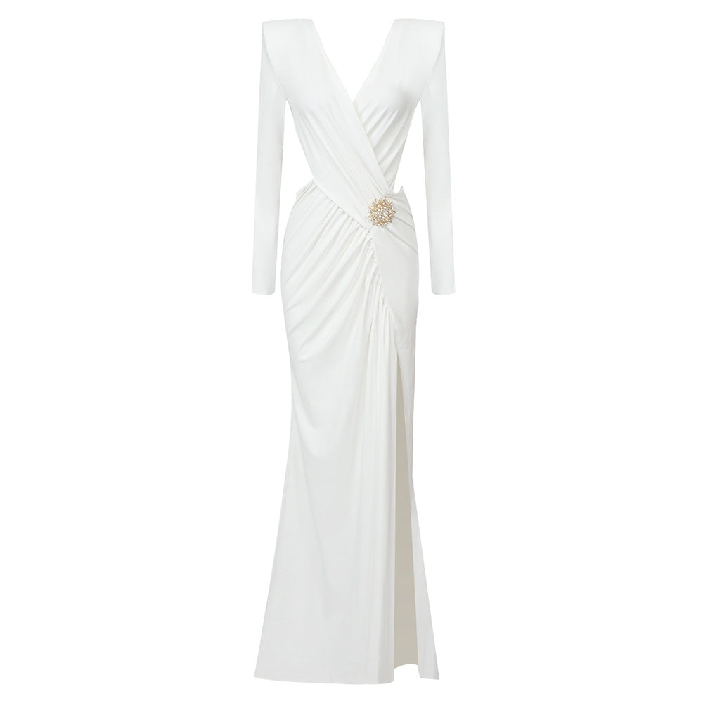 Pleated Cutout Cross Maxi Dress
