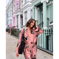 Fashion Casual Blossom Printed Shirt and Pants