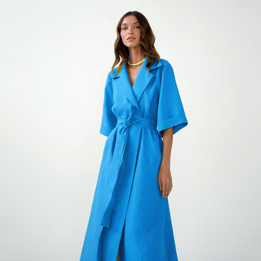 Fashion Lace Up Solid Color Dress