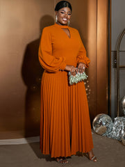 Plus Size Cutout Puff sleeve Dress