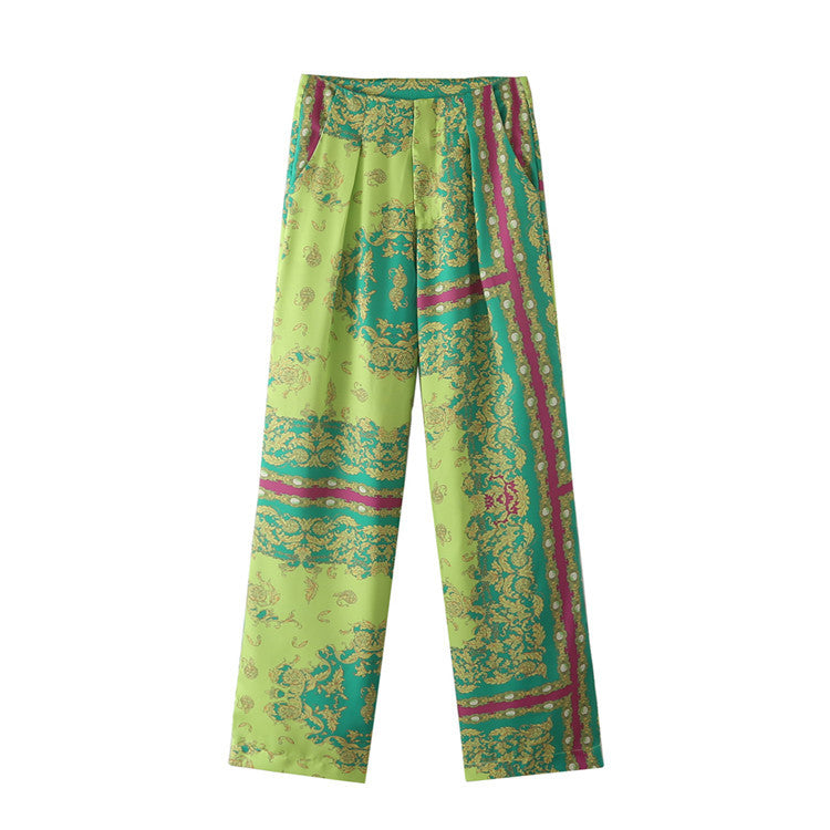 Casual Printed Two piece Shirt and Pants Set Flaxmaker