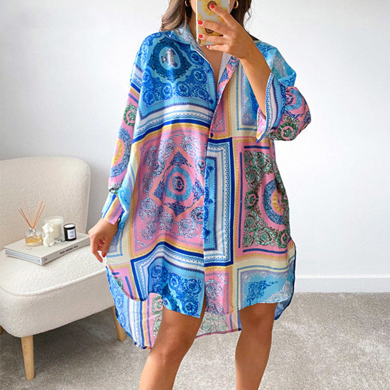 Exotic Style Long-sleeved Single-breasted Printed Shirt